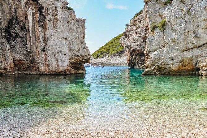 Blue & Green Cave Vis Island and Pakleni Islands Private Day Trip from Hvar - Stiniva Cove and its narrow entrance