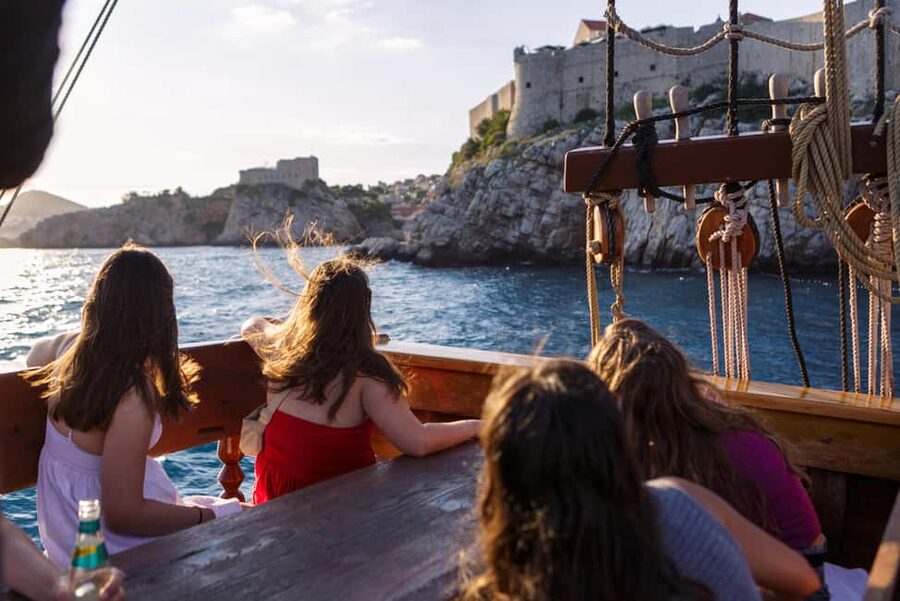 Dubrovnik: Galleon Sunset Cruise with a Live Guide & Drink - Boarding Galleon Tirena at Dubrovnik’s Old Town port