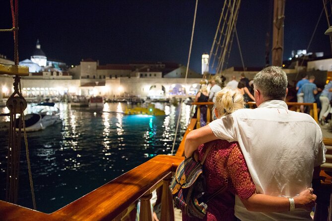 Dubrovnik Panoramic Night Cruise with Karaka - The glowing Dubrovnik Bridge and the Ombla meeting point