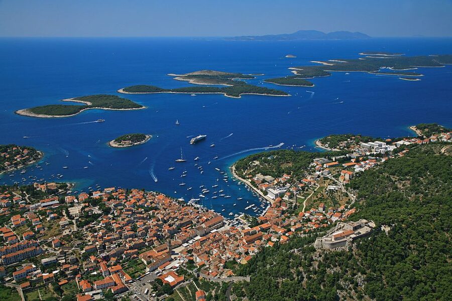 From Brač: Panoramic Flight over Brač, Hvar, Šolta, & Split - Hvar from Vrboska to Hvar town