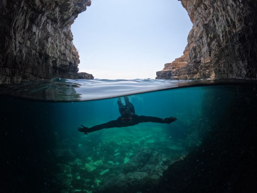 From Fažana: snorkeling at sea cave and Brijuni Island - Figo Cove and a short swim break