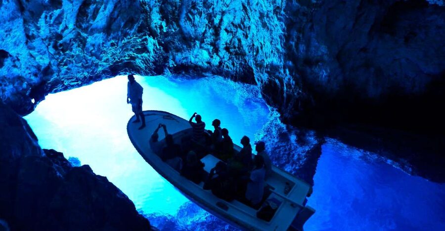 From Hvar: Blue and Green Cave Day Tour - The Green Cave on Ravnik: swim beneath the light