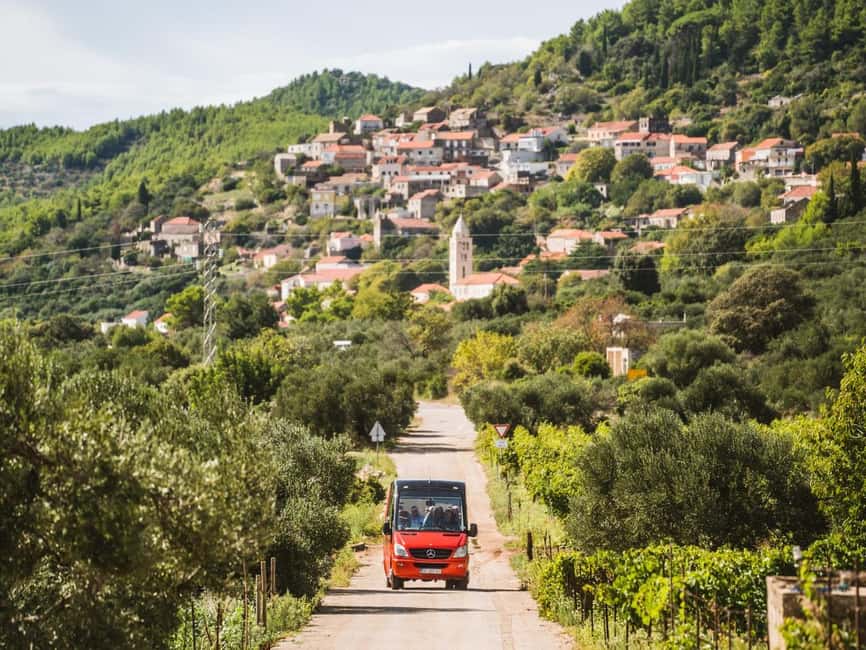 From Korcula Town: Local Wine & Sightseeing Half-Day Tour - The panoramic minibus and weather factor