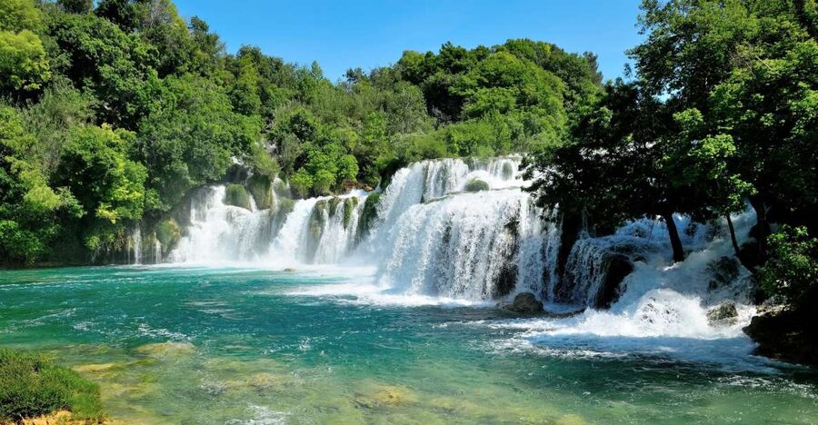 From Omiš: Krka Waterfalls and Trogir Small Group Tour - Walking to Skradinski Buk