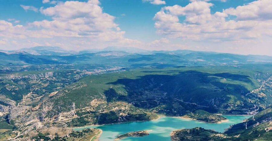 From Sinj: Flight Over Imotski, Trilj, Omiš, and Split - Following the Cetina to Trilj