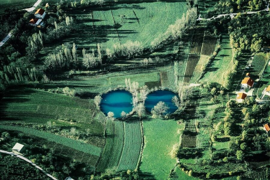 From Sinj: Flight Over Imotski, Trilj, Omiš, and Split - Imotski and its two crater lakes