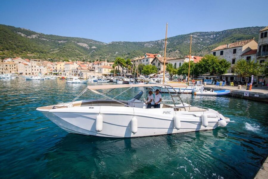 From Split: Blue Cave & Coastal Highlights Private Boat Tour - Hvar at the end of a long day