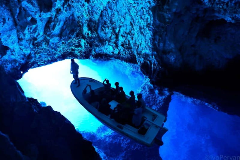 From Split: Blue Cave, Hvar, Mamma Mia, 5 Islands boat Tour - Komiža, the fishing town with a film connection