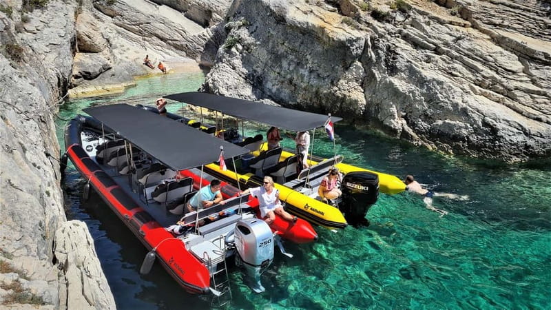 From Split: Blue Cave, Hvar, Mamma Mia, 5 Islands boat Tour - The Pakleni Islands and the approach to Hvar