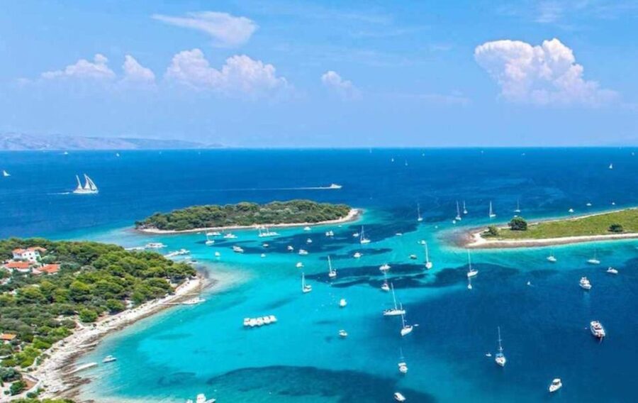 From Split: Blue Lagoon & 2 Islands half-day Private - Leaving Split and seeing Trogir from the water