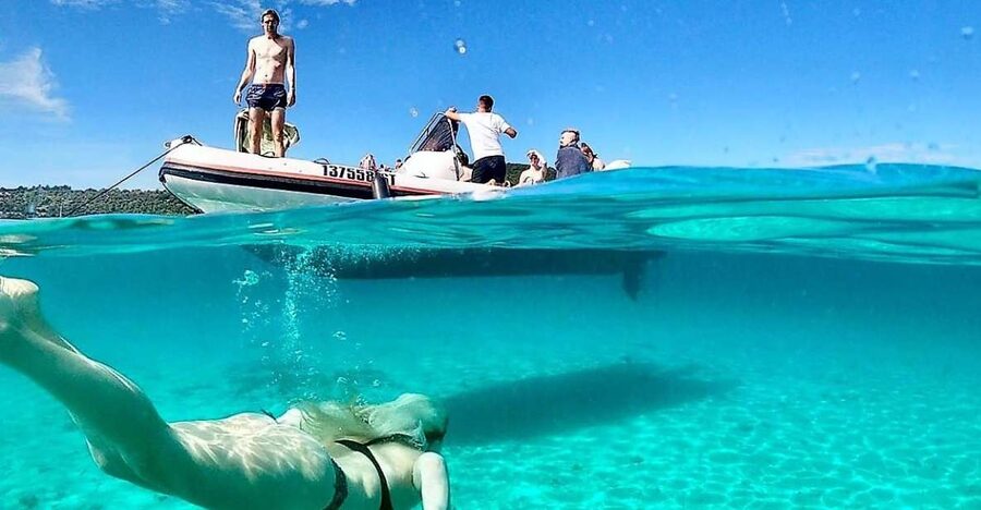 From Split: Half-day Trogir Tour & Speedboat to Blue Lagoon - Leaving Matejuška on a speedboat
