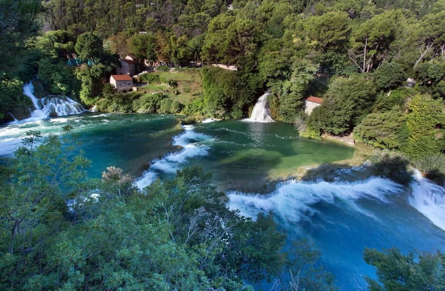 From Split & Trogir: Krka Waterfalls and Primošten - The 19th-Century Mills at Ethno Village