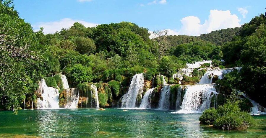 From Trogir, Seget & Okrug: Krka Waterfalls Gastro Tour - Walking the wooden paths at Skradinski buk