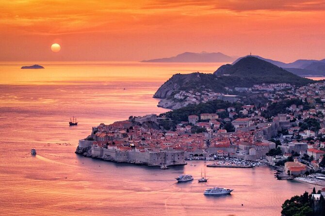 Golden hour SUNSET CRUISE from Dubrovnik Old Town - The Old Town walls from offshore
