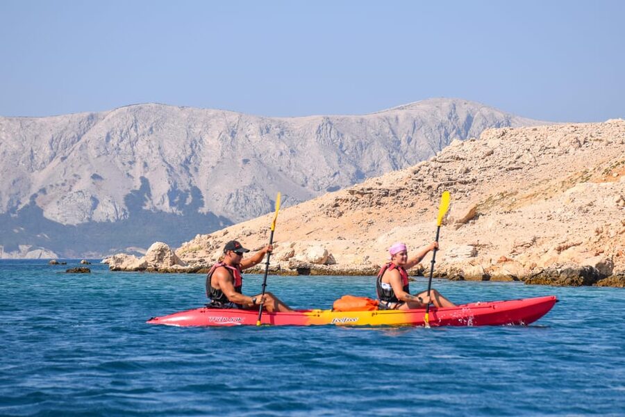 Kayak and Via Ferrata Adventure - Paddling toward Beriknica Beach