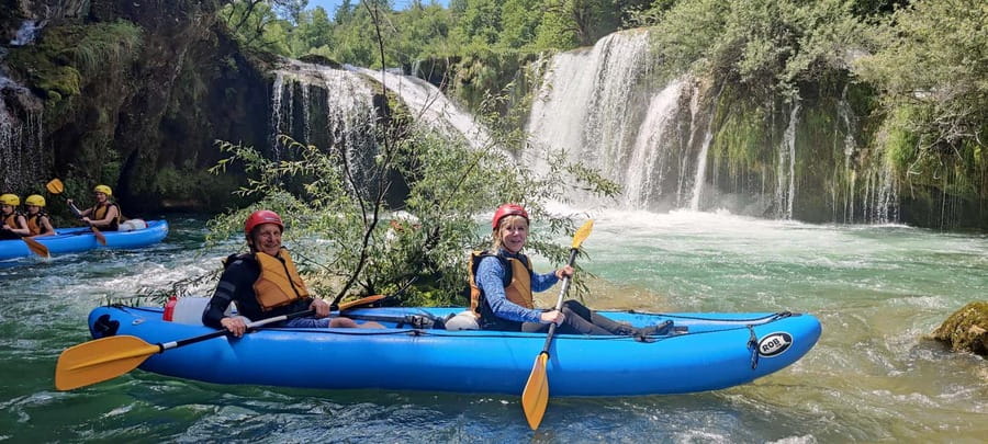 Kayaking Mreznica Waterfalls in Natural Monument - Choosing the waterfall jumps