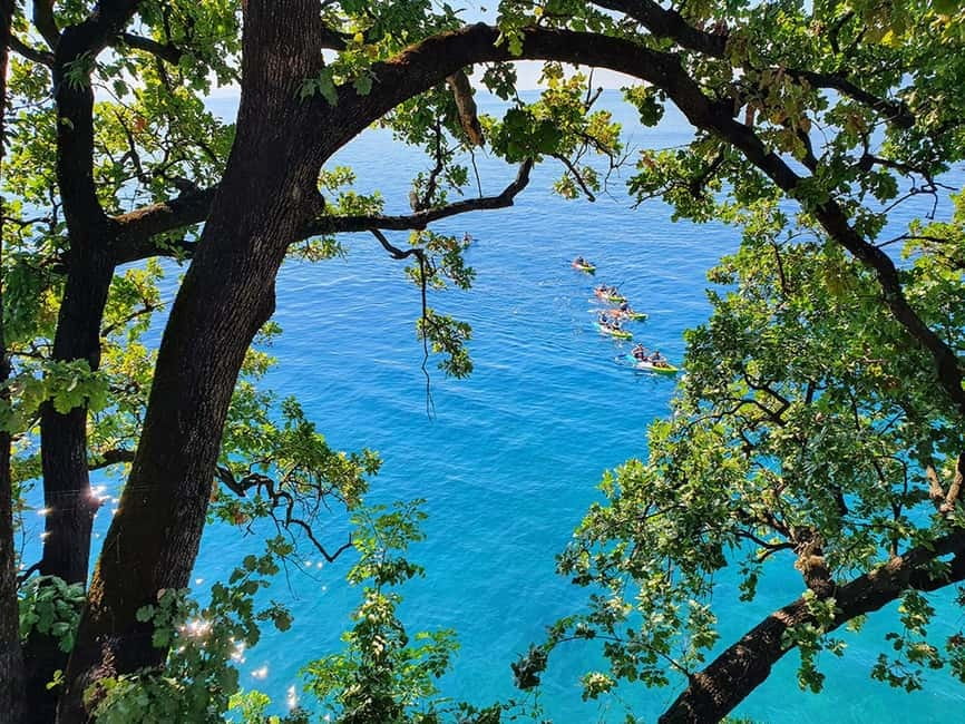 Opatija: Cliffs and caves kayak adventure - A beach stop before the paddle back