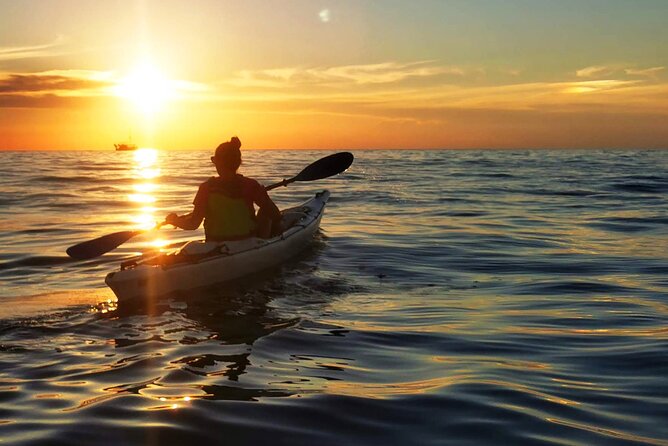 Poreč sunset sea kayaking tour - Sunset, photos, and the final beach-bar drink