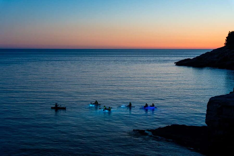 Pula:Sunset Kayak tour with glowing transparent kayak - Forts, Bunkers, and Pula’s Military Shore