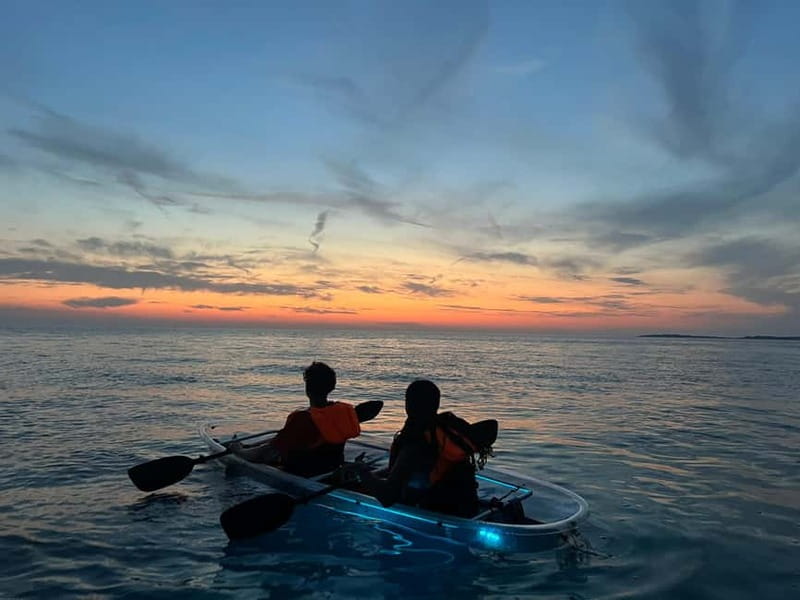 Pula: Sunset/Night Illuminated Transparent Kayak Tour - The sea canyon after dark