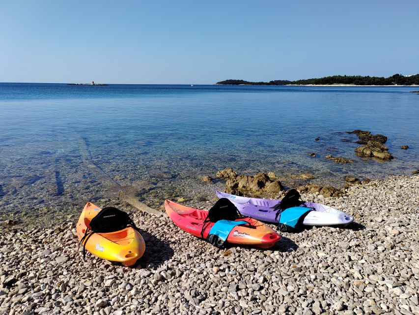 Rovinj: Golden Cape Desert Islands Kayak & Snorkeling Tour - The first paddle from Cuvi Beach