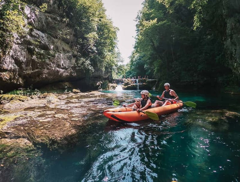 Slunj: River and Waterfalls Kayaking on Mrežnica river - Swimming, photos, and the finish at the bridge