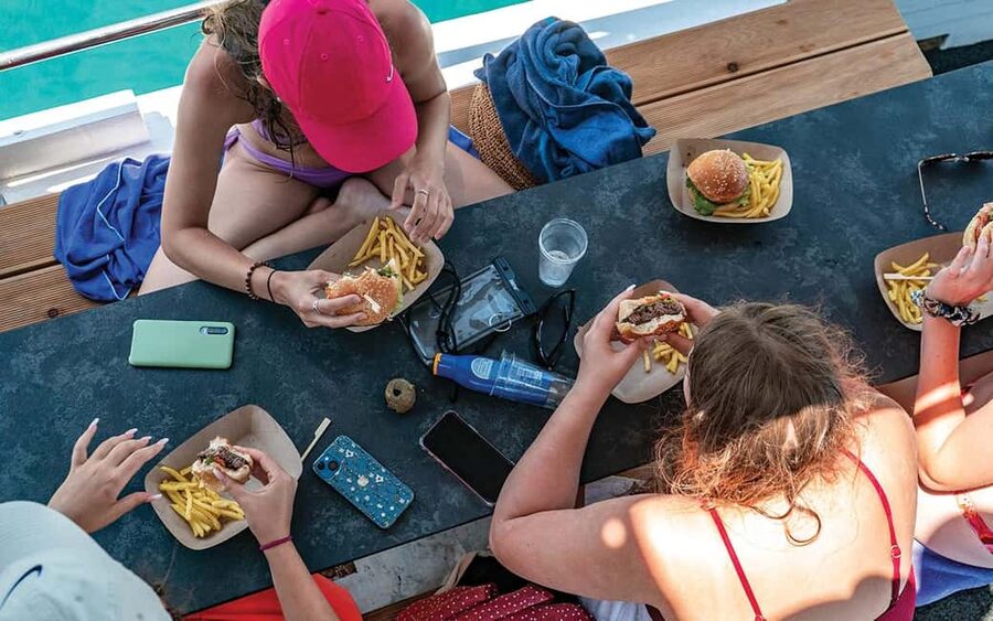 Split: Blue Lagoon and 3 Island Cruise with Food and Drinks - Čiovo and Borko beach bar finish the day well