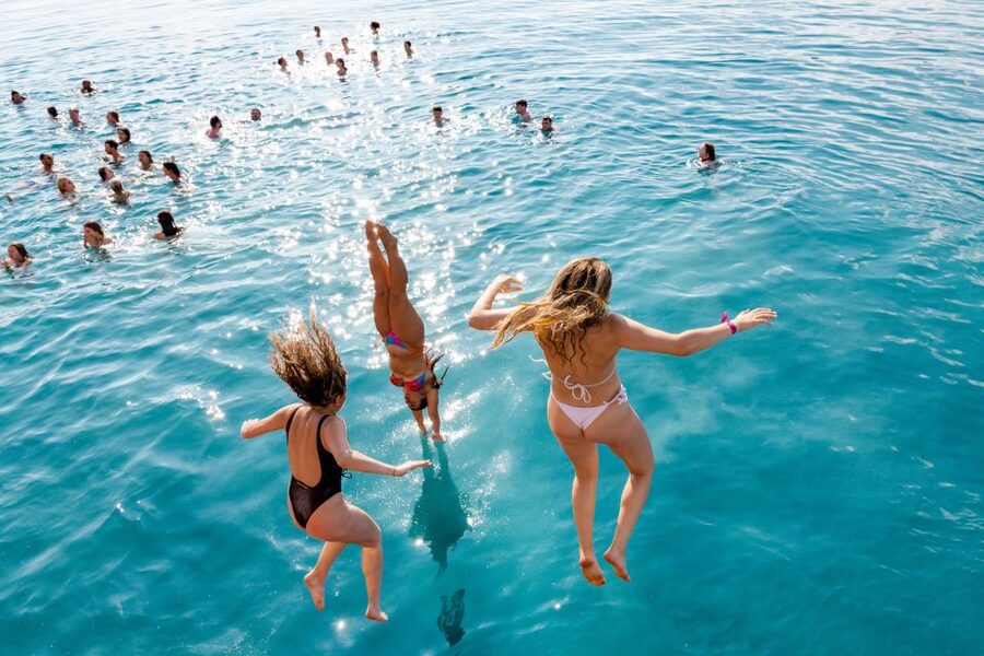 Split: Blue Lagoon Boat Party with DJs, Shots & After Party - Two decks, DJs, and a crowd of up to 300