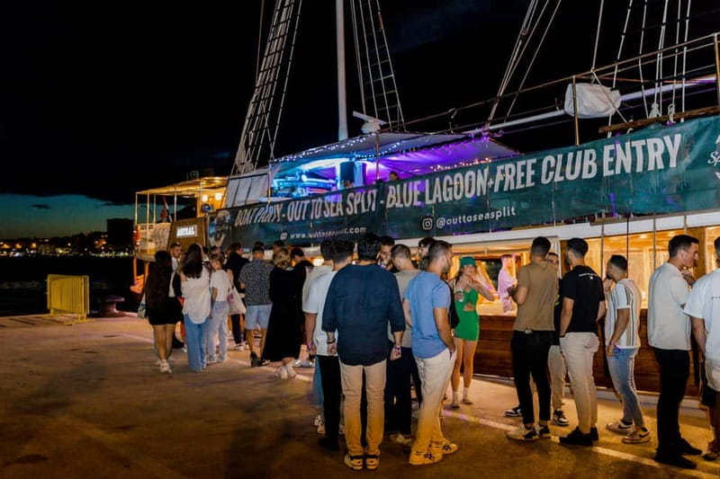 Split: Boat Crawl with Nightclub Access, Shots, & Boat Party - The night boat party with two bars and a live DJ