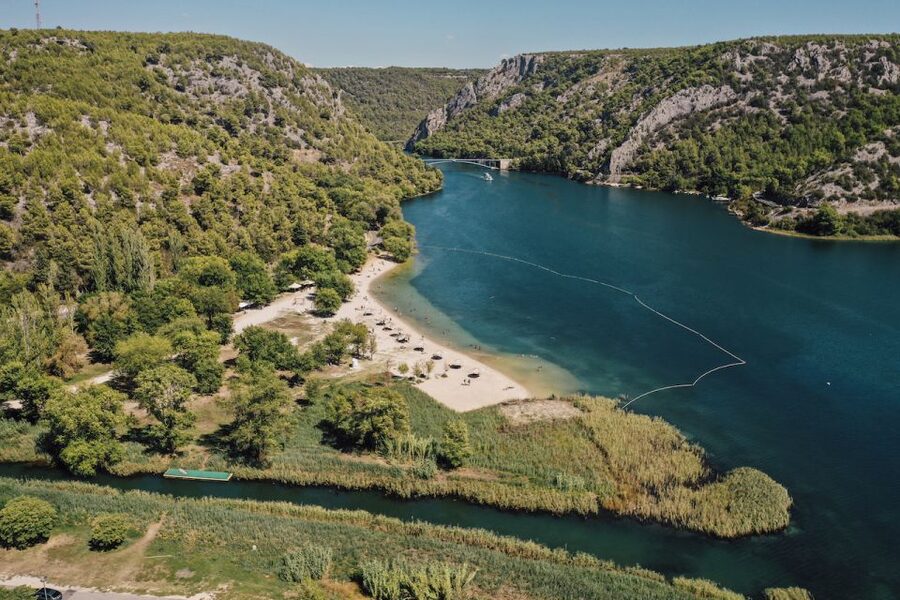 Split: Krka Waterfalls Tour, Boat Cruise, and Swimming - The boat ride toward Skradin