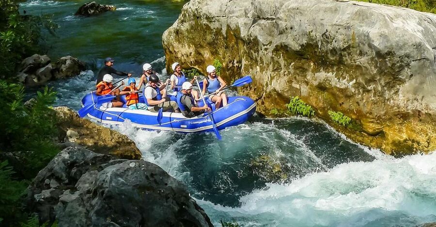 Split/Omiš: Cetina River Rafting with Cliff Jump & Swimming - The swim stop and the two cliff-jump heights