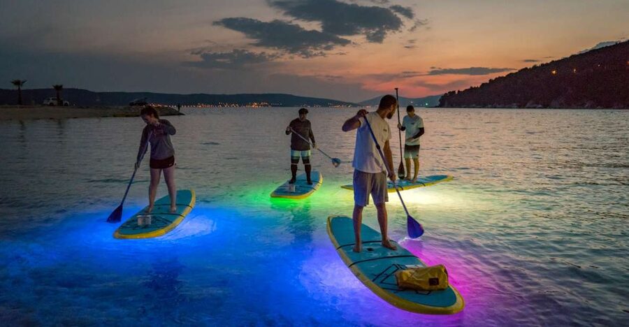 Split: Stand Up Paddleboard Night Glow Tour - Getting comfortable on a hard touring board