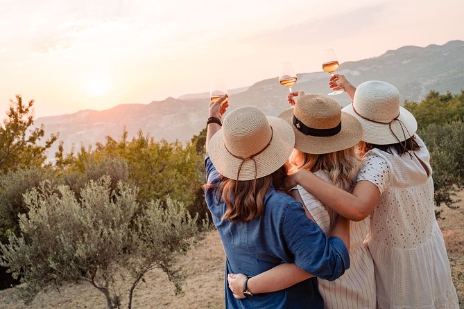 Sunset wine tasting in vineyard - A family vineyard above the Dubrovnik coast