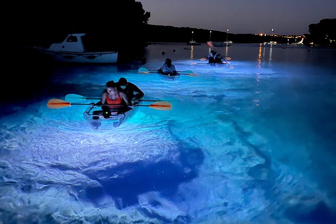 Transparent Kayak Night Glow Experience from Pula - Photos, video, and the wet-kayak reality